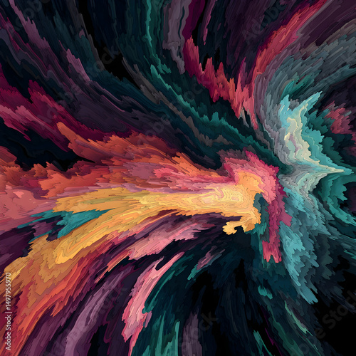 Vibrant swirl of colors representing emotion and energy in a dynamic abstract artwork
