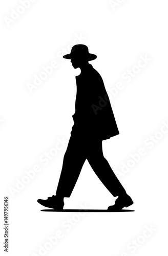 Stylish Man Silhouette in Motion - Modern Vector Illustration