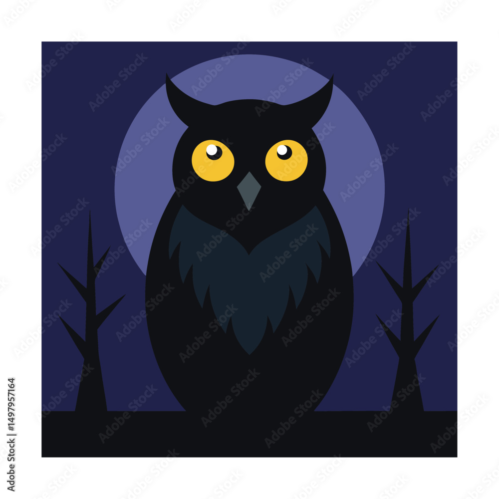Fototapeta premium owl hooting in haunted woods (1).eps