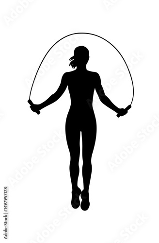 Jump Rope Silhouette - Dynamic Fitness Exercise Illustration