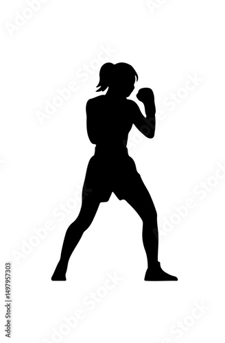 Silhouette of a Boxer in Fighting Stance – Powerful Combat Sports Illustration