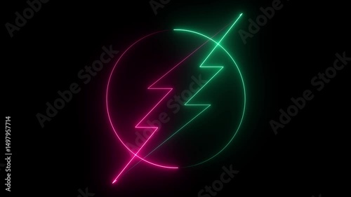 Wallpaper Mural Power Icon Animation. neon Electric Icon Animation With Glowing Circle,  Light Energy Ecology on the Background. Torontodigital.ca