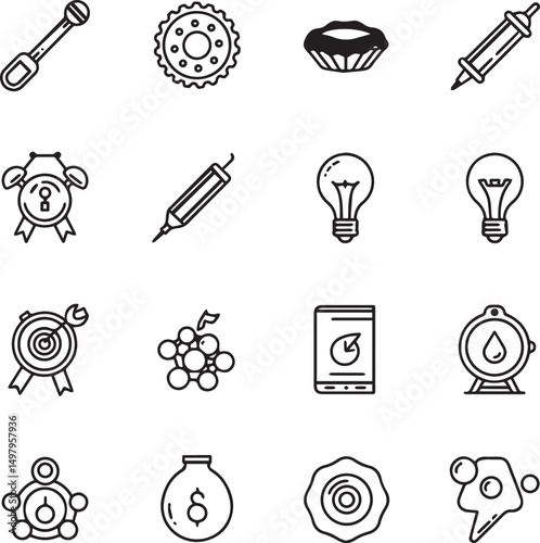 Ultra Smooth Line Icon Set. Art & Illustration. 