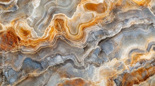 Abstract image of a golden, gray and beige onyx marble stone texture.