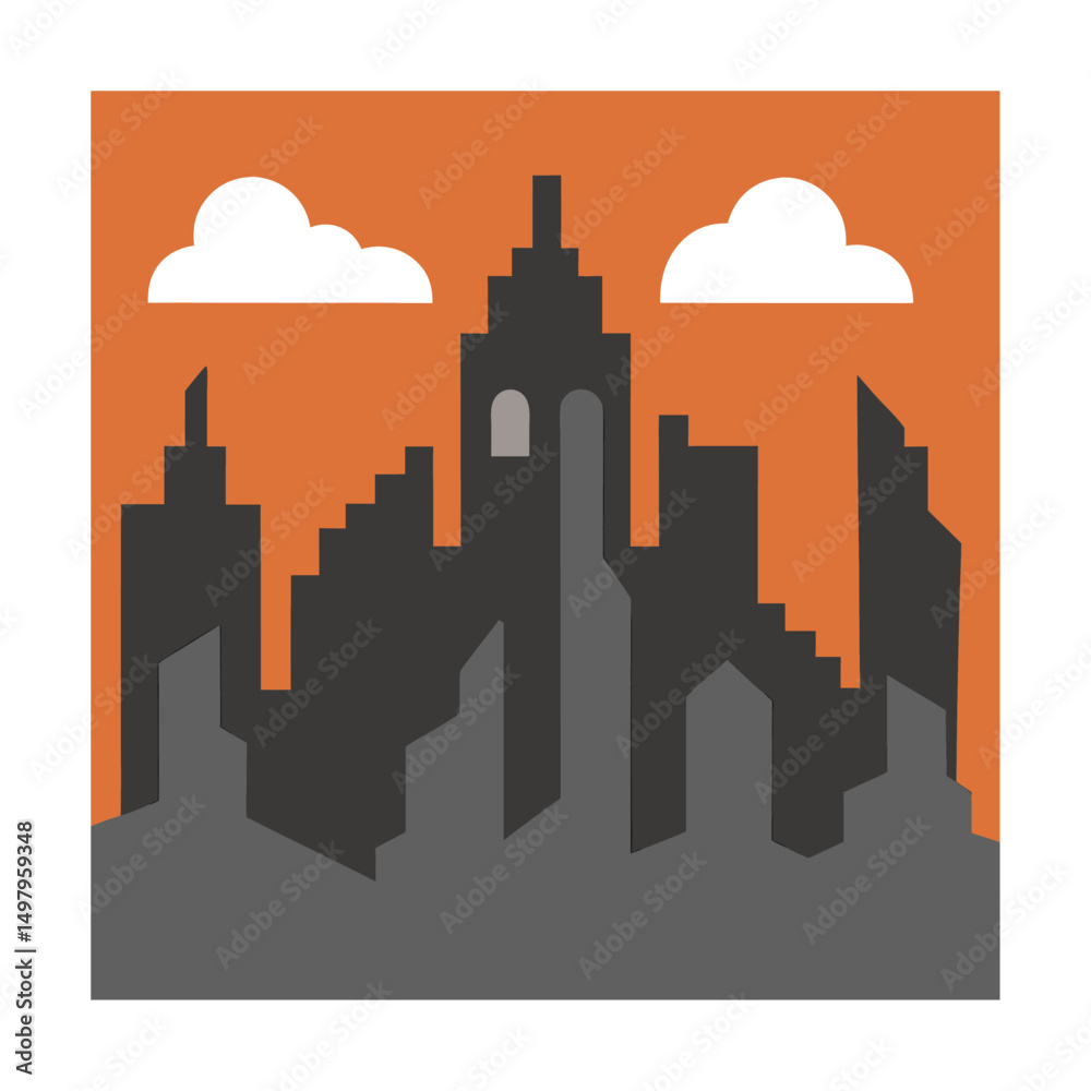 Fototapeta premium ruined city skyline in ash (2).eps