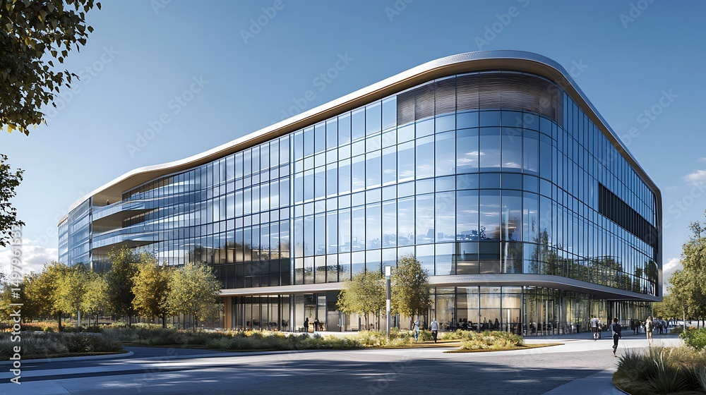 Obraz premium Modern Glass Office Building Architectural Design Modern Architecture Exterior Design
