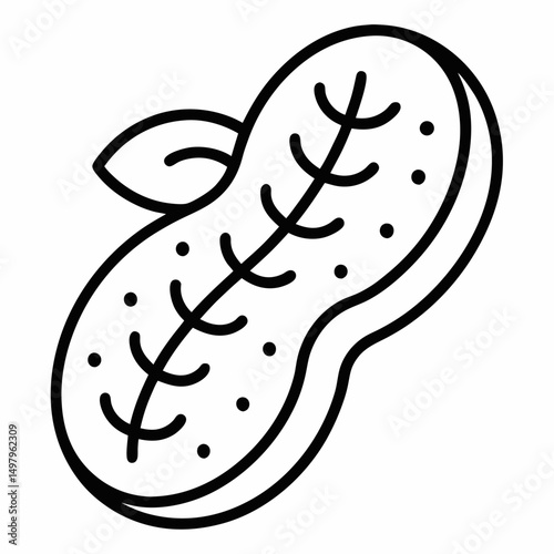 Great Northern Bean outline icon on white background