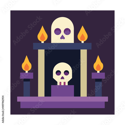 spooky altar with skulls.eps