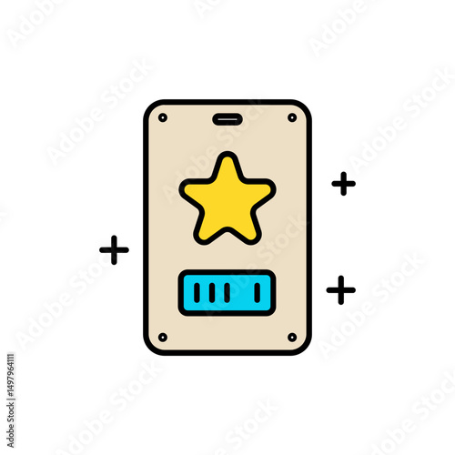 VIP Pass Card with Star and Gold Line Icon.