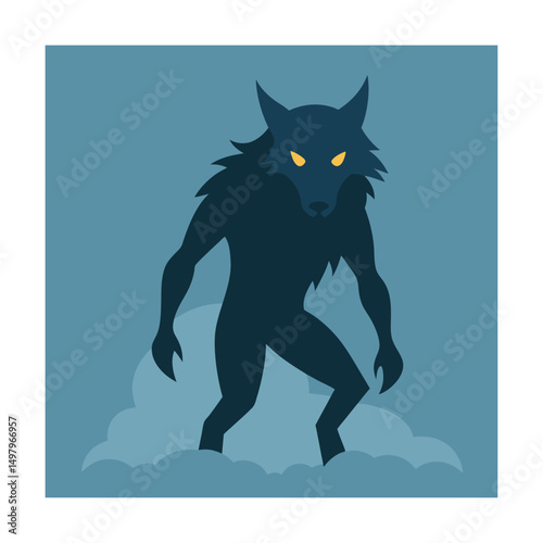 werewolf lurking in fog  .eps