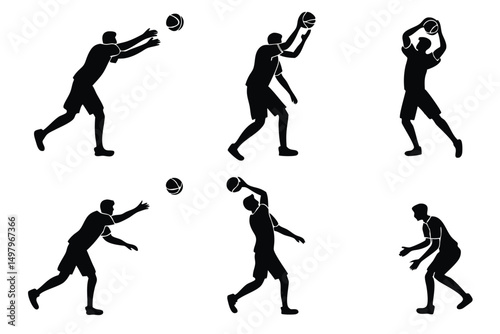 Sport silhouettes of basketball players and a man and woman vector illustration