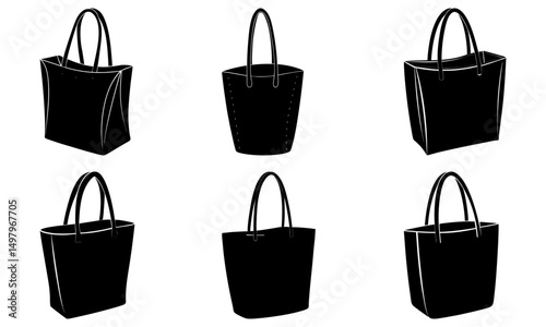 Simple Tote Bag silhouette vector