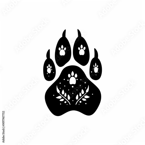 creative Silhouette Paw Print icon Vector Illustration 