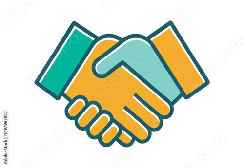 handshake logo icon vector flat art illustration.