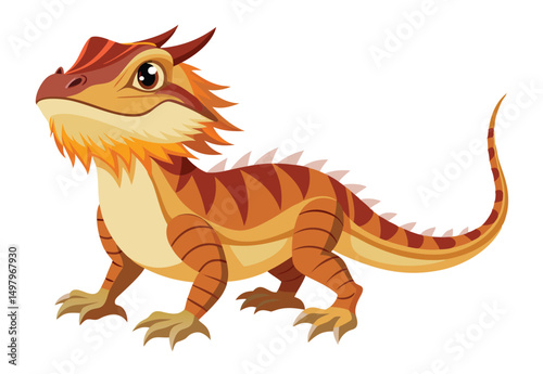 Bearded dragon cartoon vector flat animal illustration.
