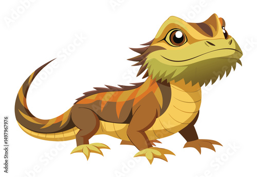 Bearded dragon cartoon vector flat animal illustration.