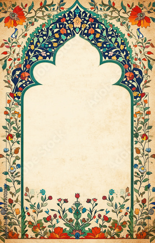 Arabesque Border with Jungle Foliage & Islamic Pattern