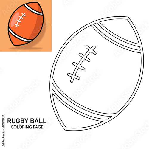 Rugby ball coloring page illustration vector design. Suitable for teaching coloring to kids
