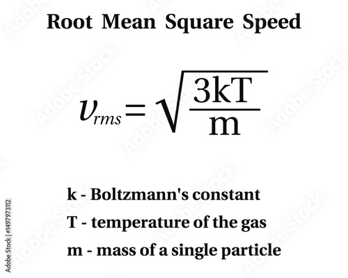 Root mean square speed on the white background. Education. Science. School. Vector illustration.