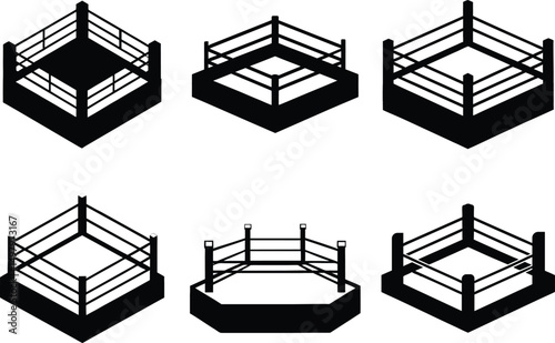 Professional Boxing Ring Collection with Clean Background, Wrestling Match Ground