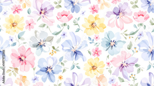 seamless floral background, Abstract Flower watercolor background