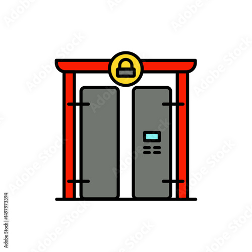 Security Check Gate with VIP Sign Icon.