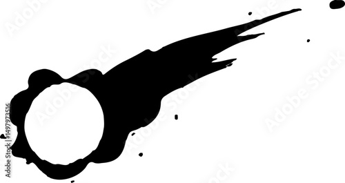 Ink streaks extend outward from a hollow central circle in a deliberate directional pattern.