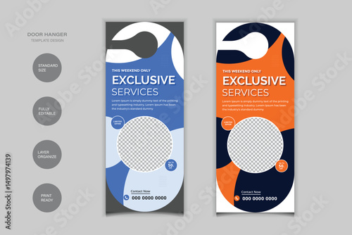 Exclusive Service Offer For Door Hanger Design Template
