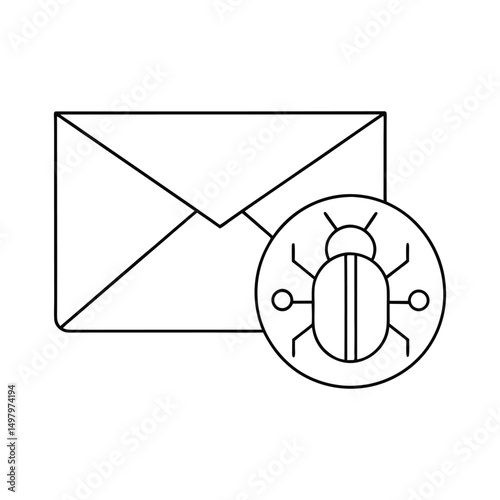 Spam email with virus warning icon.