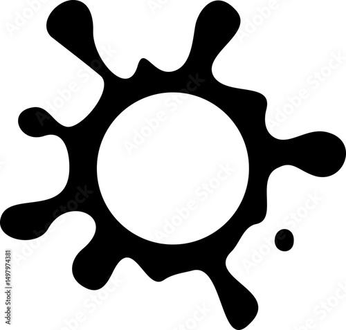 Splotch with flowing organic ink edges forming irregular curves around a hollow center.