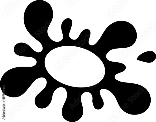 Small-scale ink splash forming petal-like segments around a central hollow space.