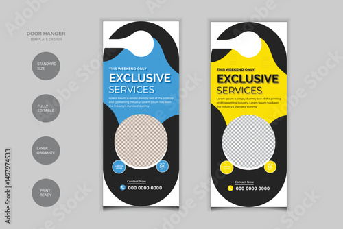 Exclusive Service Offer For Door Hanger Design Template