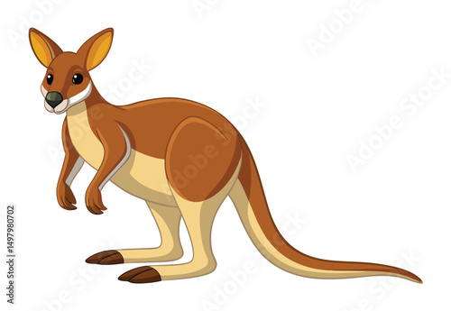 cartoon kangaroo vector illustration, jumping kangaroo flat design.