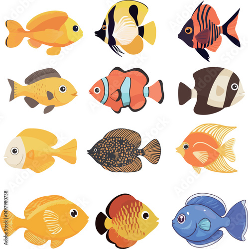 Cartoon fish illustration material

