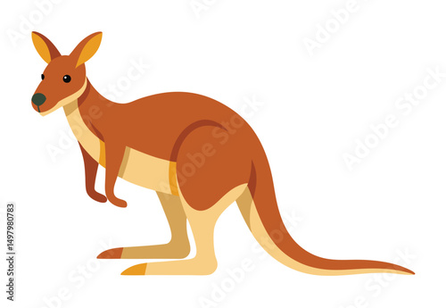 cartoon kangaroo vector illustration, jumping kangaroo flat design.