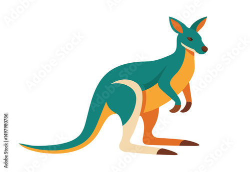 cartoon kangaroo vector illustration, jumping kangaroo flat design.