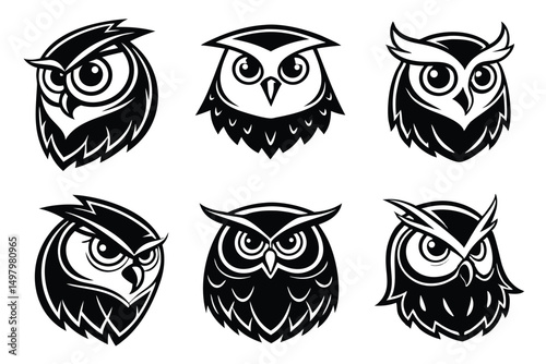 Owl Silhouette Icon Set