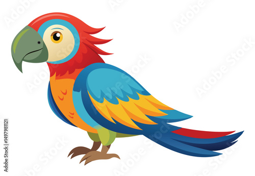 Flying parrot cartoon vector illustration. vintage parrot wildlife bird. 