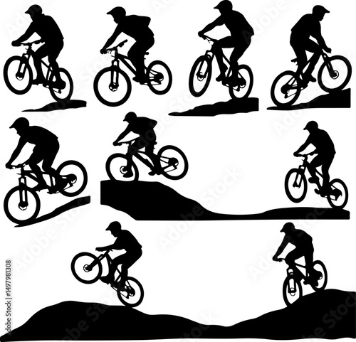 Mountain Biker Silhouette vector