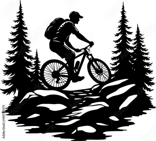 Mountain Biker Silhouette vector