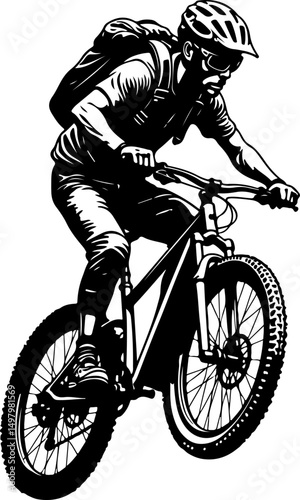 Mountain Biker Silhouette vector