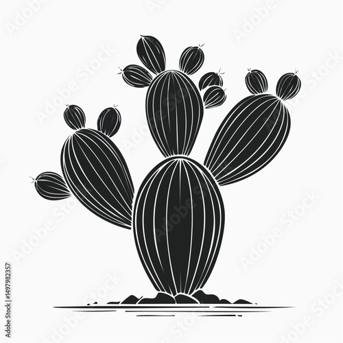 Cacto em xilogravura