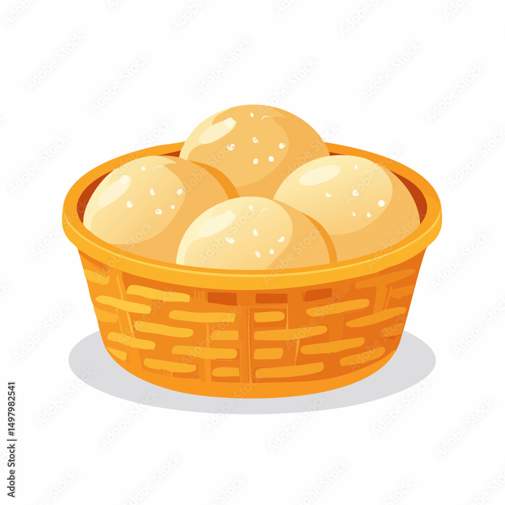 Ícone de cesta com pães de queijo realistas