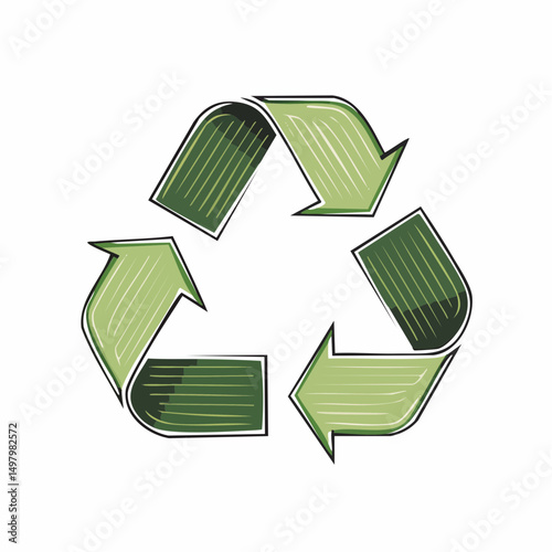 Ícone de símbolo de reciclagem formado por folhas verdes