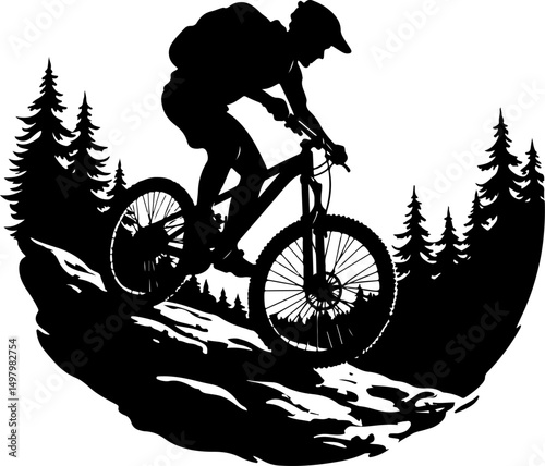Mountain Biker Silhouette vector