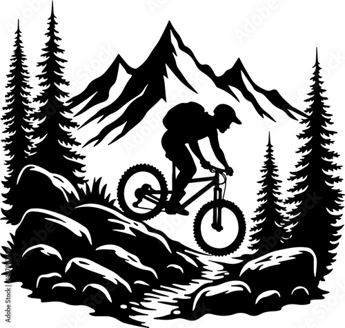 Mountain Biker Silhouette vector