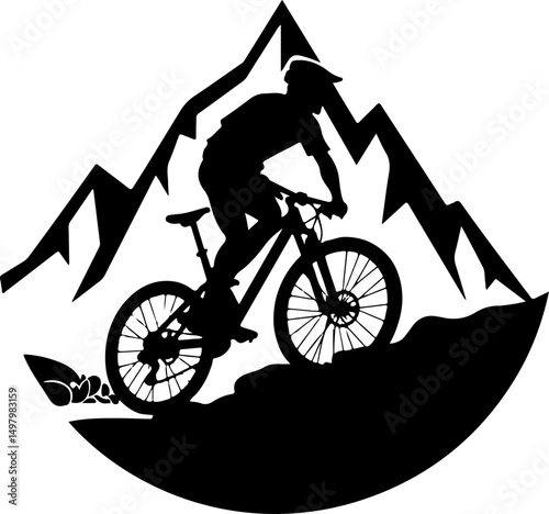 Mountain Biker Silhouette vector