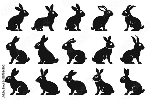 Rabbit Silhouette Icon Set