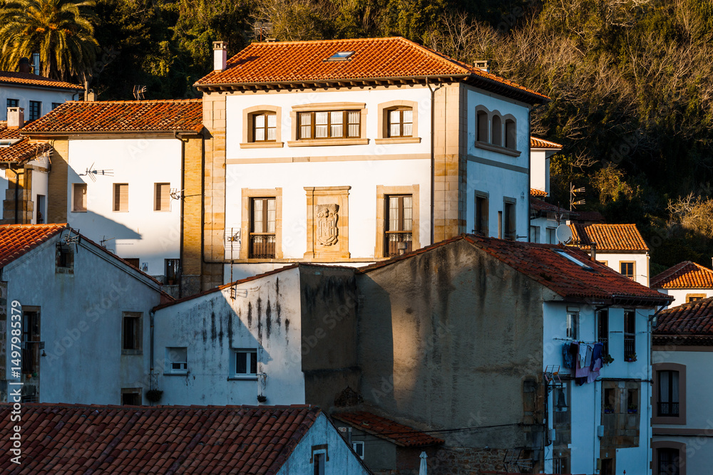 Fototapeta premium Hillside Town House. Lastres, Asturias