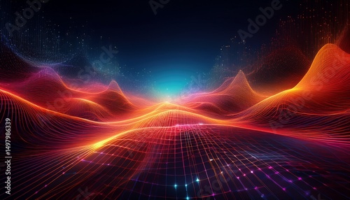 abstract digital network a captivating abstract digital landscape pulses with vibrant energy showcasing a mesmerizing network of glowing particles and lines the interplay of red orange